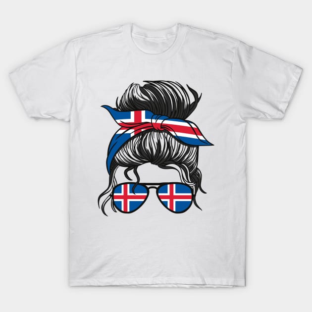 Island Iceland Flag Girls Icelandic Girl Kids T-Shirt by qwertydesigns